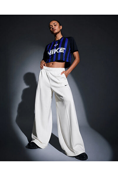 Nike Sportswear Women's Mid-Rise Wide-Leg Tracksuit Bottoms bol paça eşofman ...