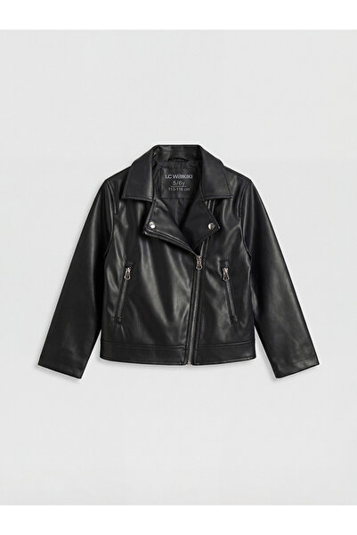 LC Waikiki Timeless Clothing & Timeless Choices Biker Roba Collar Girls' Leat...