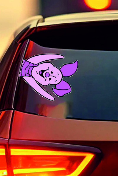 ESLEM Piglet Car Window Sticker 2 Pieces Cartoon Character Looking Out from t...
