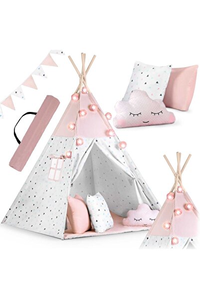 NUKIDO Cort tip teepee pentru copii cu ghirlandă și lumini - Roz