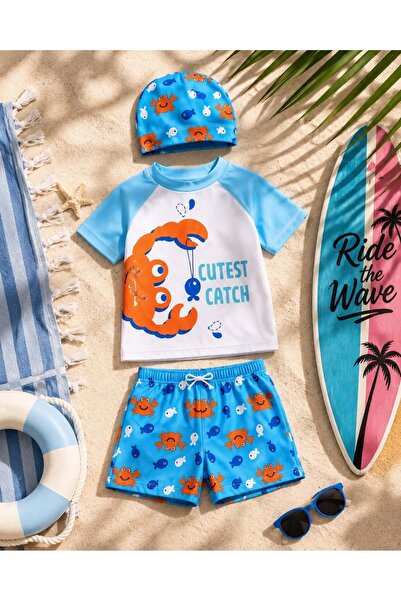 Lolliboomkids Set de costume de baie pentru băieți, cu mânecă scurtă, din mat...