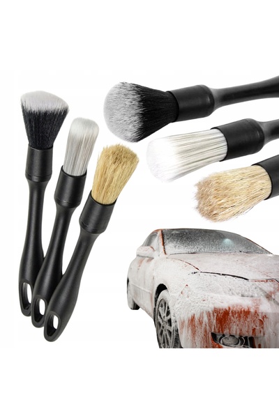 OEM Set 3 Pensule Detailing Auto, Diferite Tipuri De Peri, Maner Robust, Depo...