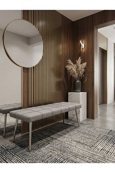 ÖZCAN METAL 120×45 Metal Ayaklı Kasalı Sırtlı Krom Mutfak Salon Antre Yatak O...