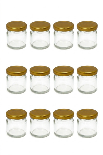 Generic Set of 12 Mini Glass Jars 41ml - Champagne Gold Lid - For Honey Weddi...