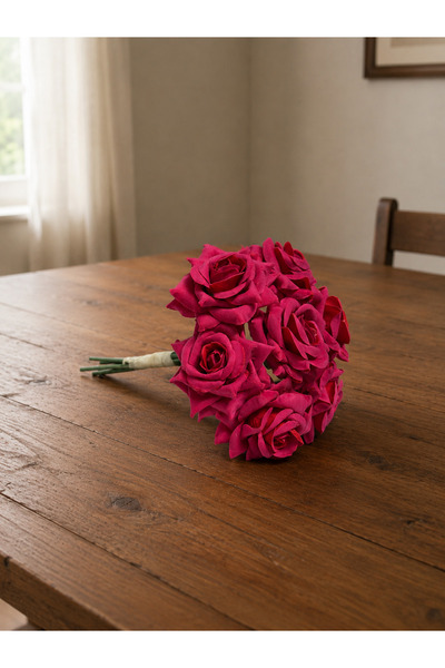 Lilac Home Yapay Çiçek 7’li Lüx Fuşya Gül Demeti