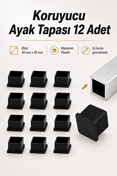 NZB İç Takoz (30x30 mm) Masa Sandalye Sehpa Ayak Tapası Kare Tıpa Papuç Parke...