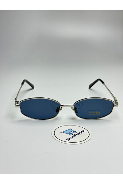 BluePepper Miyus |   Sunglasses Oval Navy Blue Glass |   Silver Handle Colorf...