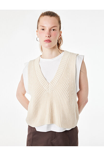 Koton Cotton Sleeveless Layered Knitwear Top