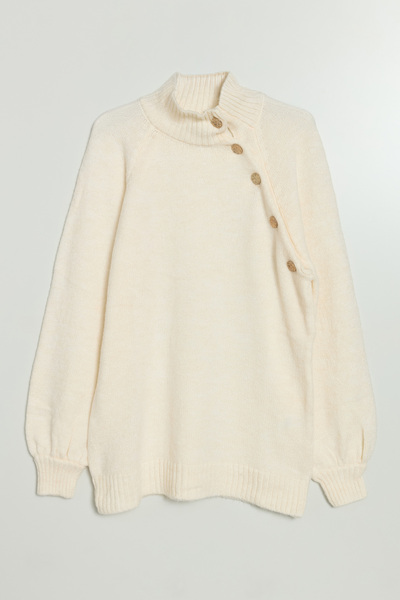 Nihan Button Detailed Knitwear Tunic - Ecru
