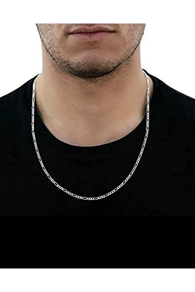 derokas Men's Steel 316 L Figaro Necklace Silver Color