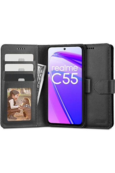 Tech-Protect Πορτοφόλι Συνθετικό Δέρμα Μαύρο (Realme C55)