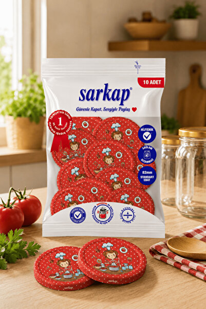 Sarkap Hijyenik Paketli 10'lu 82 mm Kapak - Aşçı Kadın Seri - Kırmızı