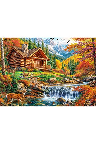 OEM Puzzle 1000 de Piese pentru Adulți Căprioară din Pădure cu Căsuță 70x50 cm