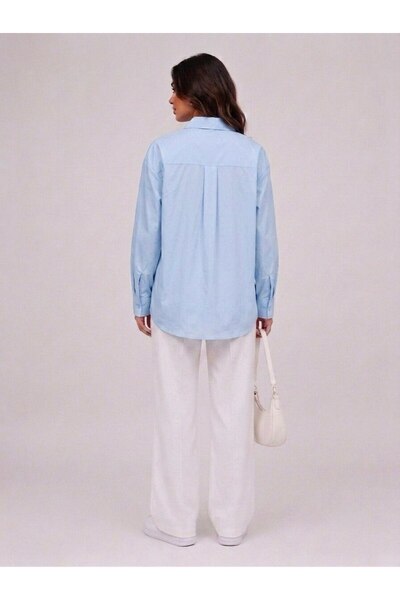EMMAS CLOTHİNG Women's Poplin Shirt with Waist Buckle Detail