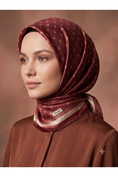 Picasso Silk-Look Brown Crystal Scarf – Twill Stylish Design 90X90