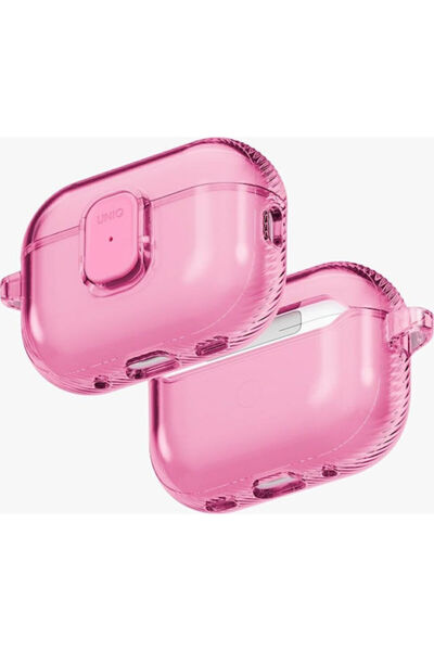 uniq Θήκη σιλικόνης Glase με γάντζο σε ροζ χρώμα για Apple AirPods Pro 3
