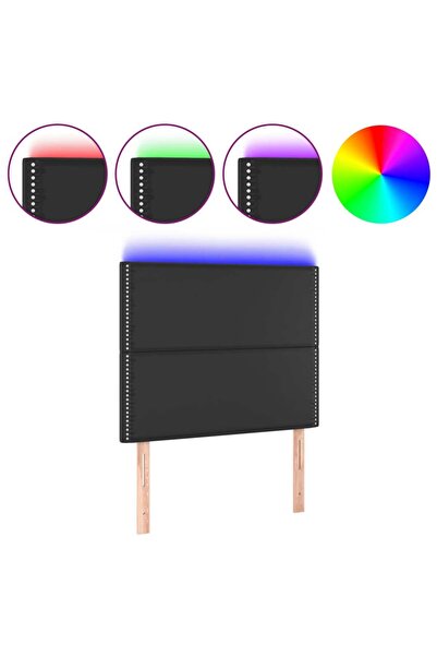 vidaxl Tăblie de pat cu LED, negru, 100x5x118/128 cm, piele ecologică
