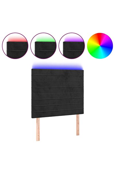 vidaxl Tăblie de pat cu LED, negru, 100x5x118/128 cm, catifea