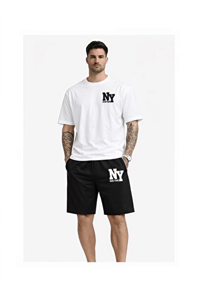 LOTS MODA Unisex Believe Detail Printed Shorts Set