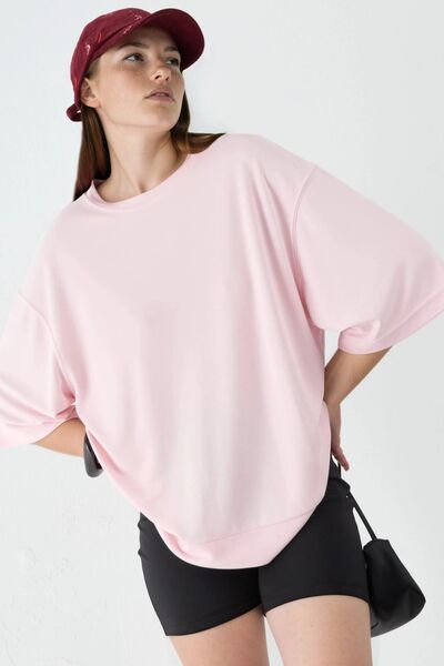 Hiccup BUSEM Bluză scurtă oversized tricotată cu guler rotund