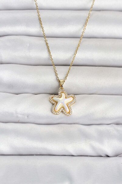 Inure Jewelry 316L Steel Chain Gold Color Starfish Model Women's Necklace