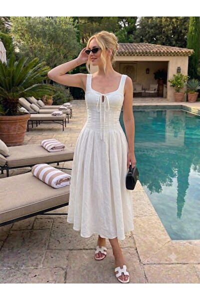 ZTO Women's Hanging Linen Dress with Lining