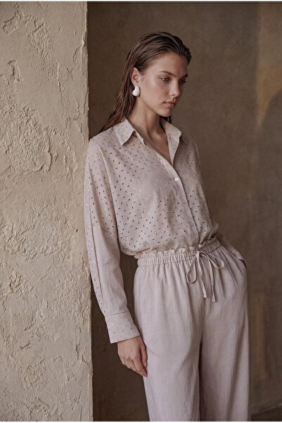 Pierre Cardin طقم بيجامة نسائية من الفيسكوز مع تفاصيل مطرزة - LX.26222