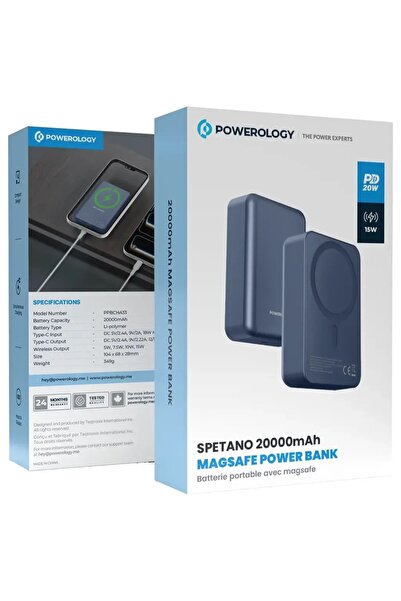 Powerology Spetano 20000mAh Magsafe Aluminum Power Bank PD 20W Blue