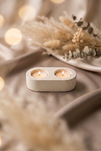ACELEYOLLA 2'li Beton Tealight Mumluk – Dekoratif Mumluk