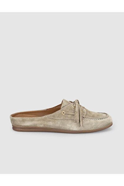 Cabani Μπεζ δερμάτινα γυναικεία παπούτσια Mule Loafer από σουέντ