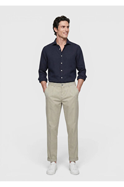 Ramsey Light Khaki Plain Woven Jogging Fit Casual Cotton Blend Trousers
