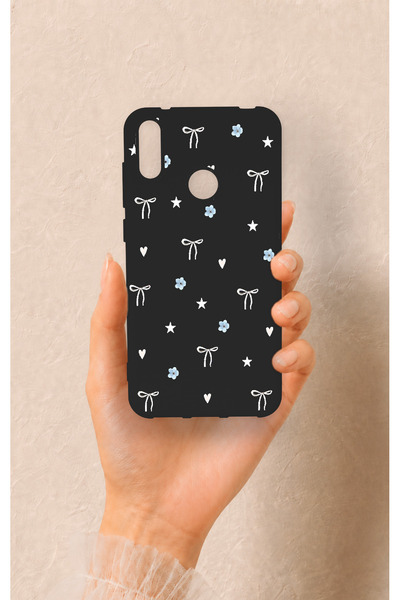 Vip Case Huawei Y7 2019 Uyumlu Mini Fiyonk Siyah Desenli Silikon Kılıf