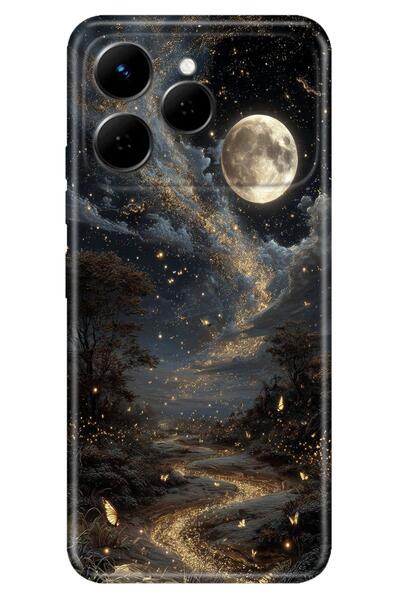 TECNO Spark 40 4G Kılıf Yaldızlı Yıldızlar Temalı Desenli Darbe Emici Silikon