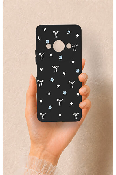 Vip Case Redmi A3 Uyumlu Mini Fiyonk Siyah Desenli Silikon Kılıf