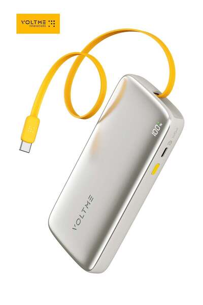 VOLTME 30W PD Fast Charging Power Bank 10000mAh with Built-in Retractable Typ...