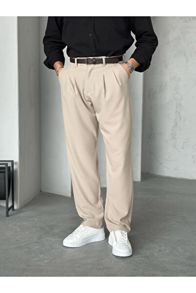 wamoss Casual Transitional Pleated Classic Baggy Trousers Pl1