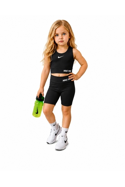 MOM Kız Çocuk Sporcu Takımı Crop Üst Şortlu İkili Takım (Mayo olarakta kullan...