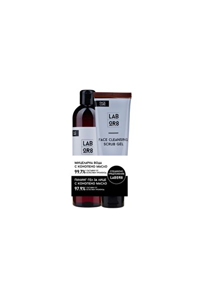 Labor8 Set cadou Hemp - Apă micelară 300 ml + Gel de curățare facială exfolia...