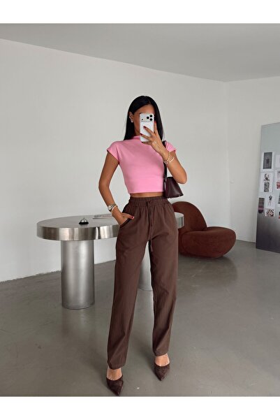 myd Thin Gabardine Fabric Trousers - Brown