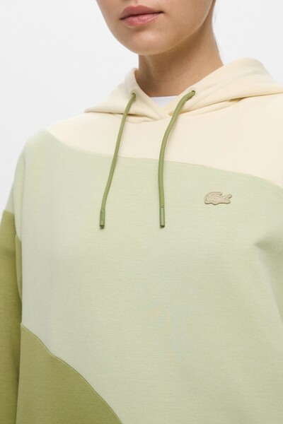 Lacoste سويت شيرت نسائي كبير الحجم بقصة واسعة وقلنسوة باللون الأخضر