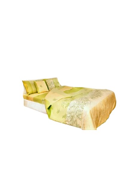 OEM Set de lenjerie de pat 100% bumbac, Verde Galben, pentru pat de o persoan...