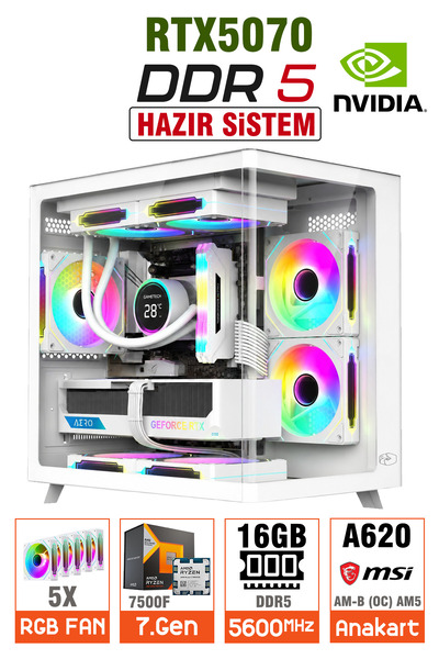 Zeiron NitroZeus A25 Pro White Ryzen 5 7500F 16GB DDR5 1TB SSD RTX5070 12GB O...