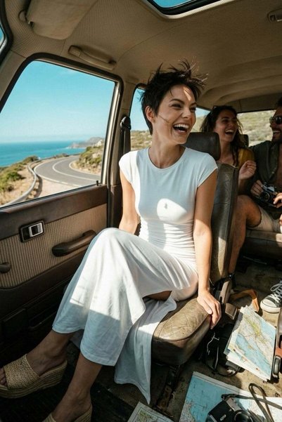 penyebizden Rochie lungă cu model în dungi - Albă
