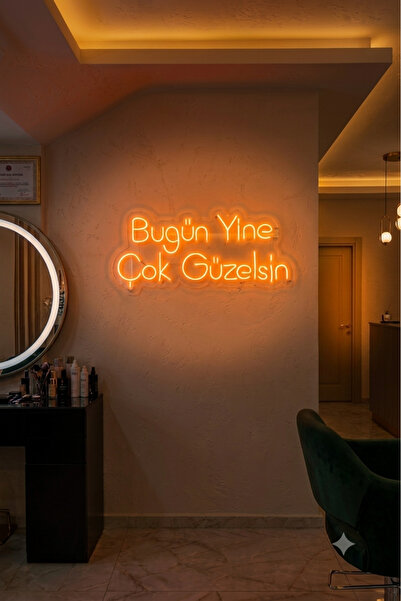 dekoraven Bugün Yine Çok Güzelsin Neon Led Işıklı Tabela Güzellik Salonu Ev D...
