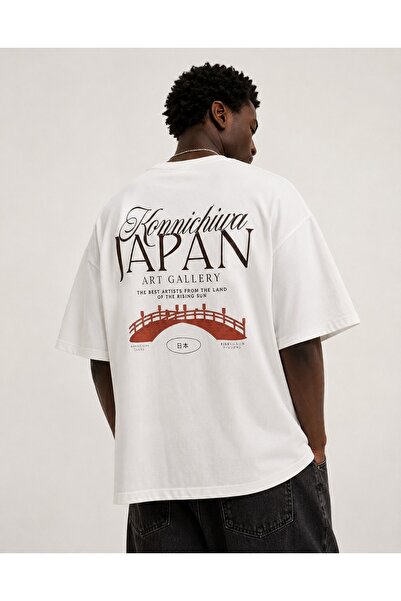Modivibe Japan Art Gallery Oversize Unisex Printed White T-Shirt