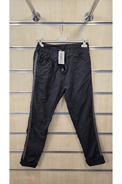 Park Moda Pantaloni italieni cu dungi laterale din Lycra
