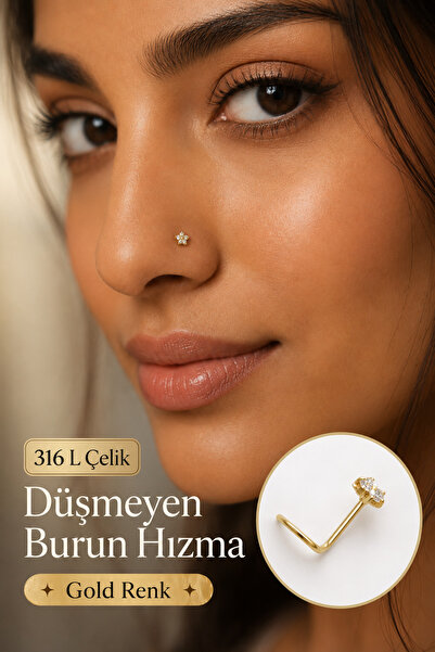 Sacce Scarves&Accessories Çiçek Model Düşmeyen Kıvrımlı Çelik Burun Hızması