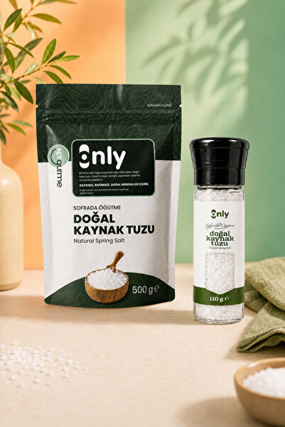 NETGURME Only Doğal Kaynak Tuzu Seti 610 g (500 g Sofrada Öğütme Doğal Kaynak...