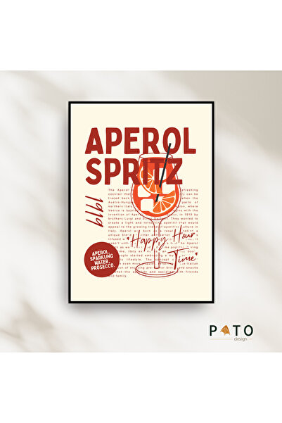 Pato Design 'Aperol Spritz - Happy Hour Time' Mutfak Dekoratif Tablo | Siyah ...