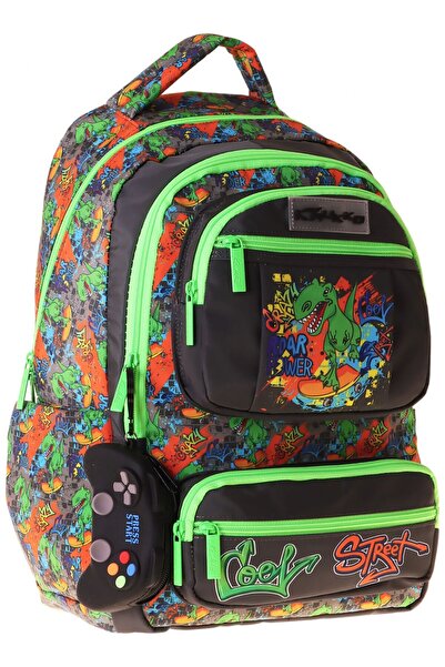 KAUKKO Kids Boy's Street Dinosaur Printed (Street) Six-Compartment Primary Sc...